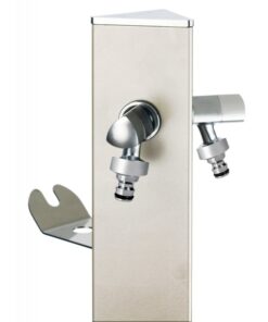 Alternative view of Kerti csap - "UNDERGROUND TRIANGLE" kútoszlop 2 csap, flex. bekötőcső, slag tartóval, fehér, 120cm