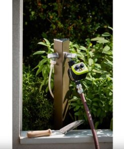 Alternative view of Kerti csap - "UNDERGROUND TRIANGLE" kútoszlop 2 csap, flex. bek.cső, slag tart., bozótzöld, 120cm